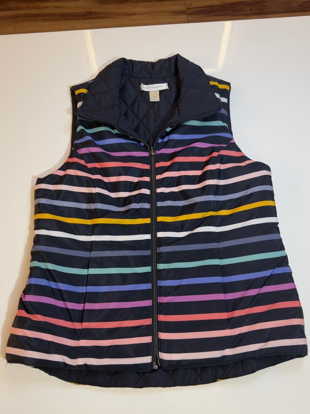 Christopher & Banks Women’s Quilted Striped Puffer Vest Size S